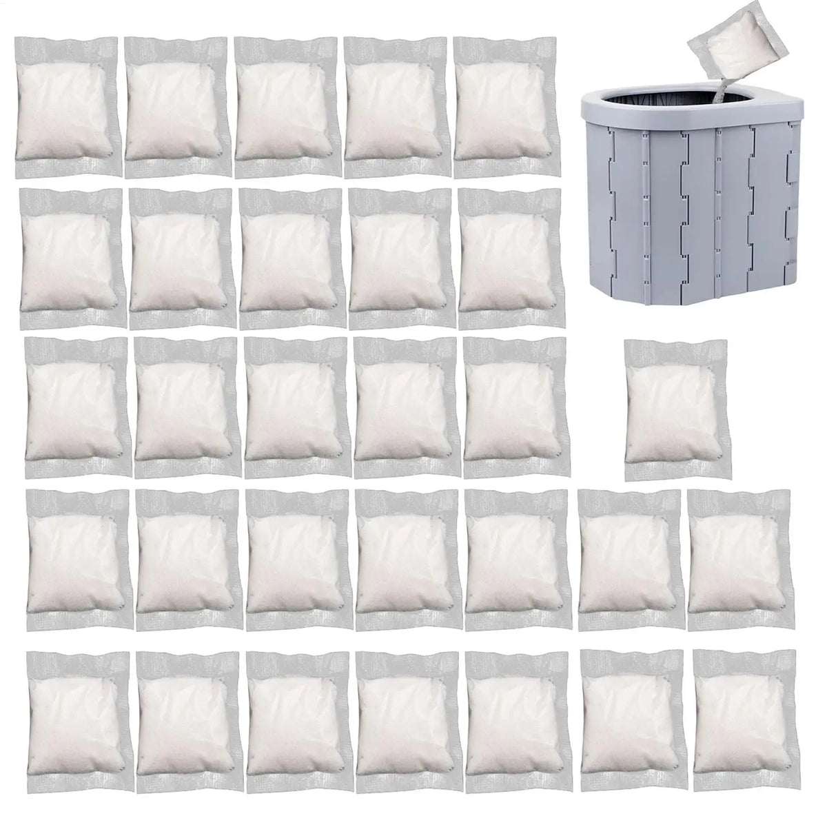 30Pcs Portable Pee Powder Liquid Emergency Urine Bag Solidifier Portable Toilets Odor Neutralizer for Strong Water Absorption Vue