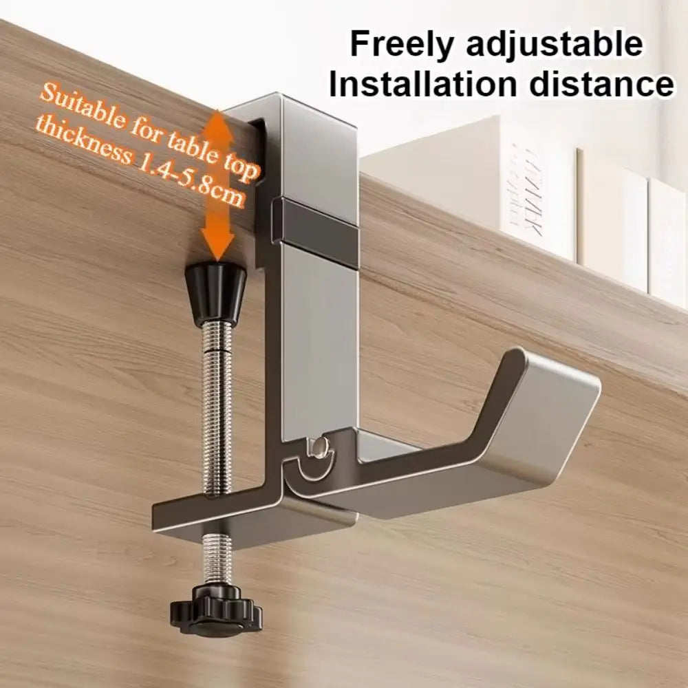 Adjustable Desk Edge Bag Hook Foldable Removable Desk Headset Hanger Multi-functional Space Saving Table Side Backpack Rack Vue