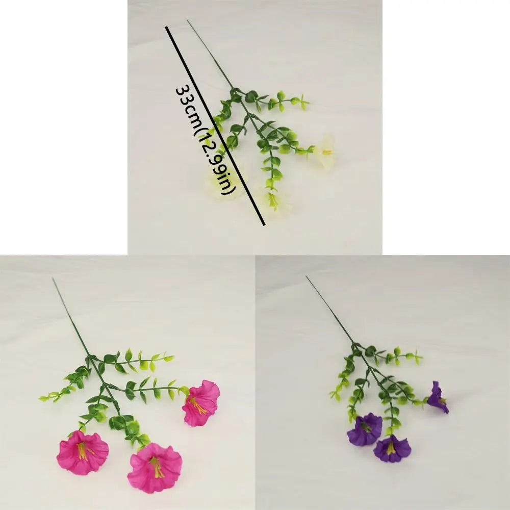 Plastic Artificial Morning Glory Flowers Lifelike UV Resistant Morning Glory Branch Vibrant Colors Spring Theme Vue