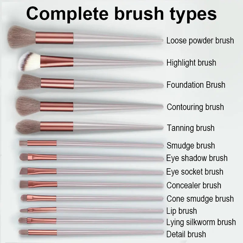 13pcs Makeup Brushes with Storage Bag Soft Fluffy Cosmetic Foundation Powder Eyeshadow Kabuki Blending Beauty Tool Makeup Vue