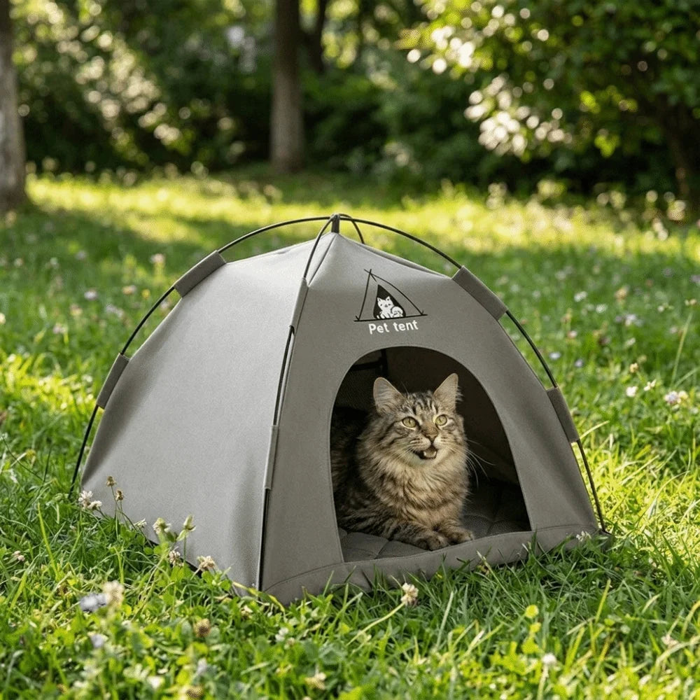 Pet Supplies Breathable Pet Tent House Portable Comfortable Folding Cat House with Double-sided Mat Feral Cat Shelter Travel Vue