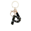 Black Glitter Star Sequins Resin 26 Letters Keychain Initials A-Z Keyring Tassel Charm Accessories Backpack Hanging Decoration Vue P
