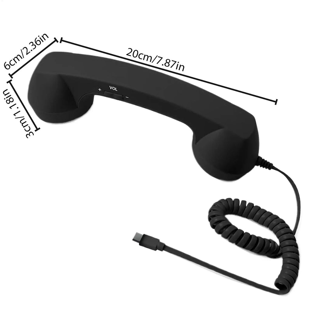 Retro Handset for Cell Phones Type-C Retro Classic Home Supplies with Microphone Old Telephone Receiver for Offices Travel Vue