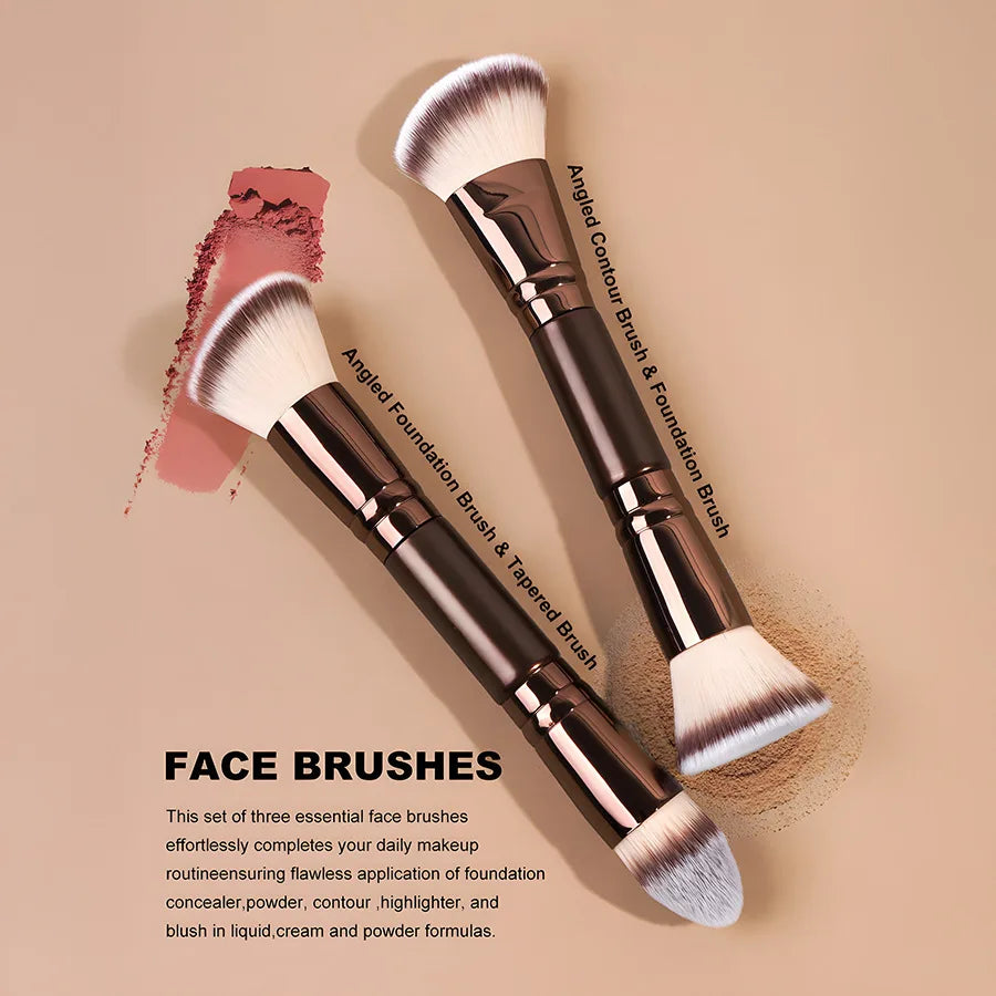 New Makeup Brushes Set Private Label Luxury Brown Color Beauty Tools Vegan Foundation Blush Shadow Powder Brush Wholesale Vue