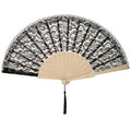Elegant Lace Pattern Chinese Fan Flower Design Tassel Pendent Folding