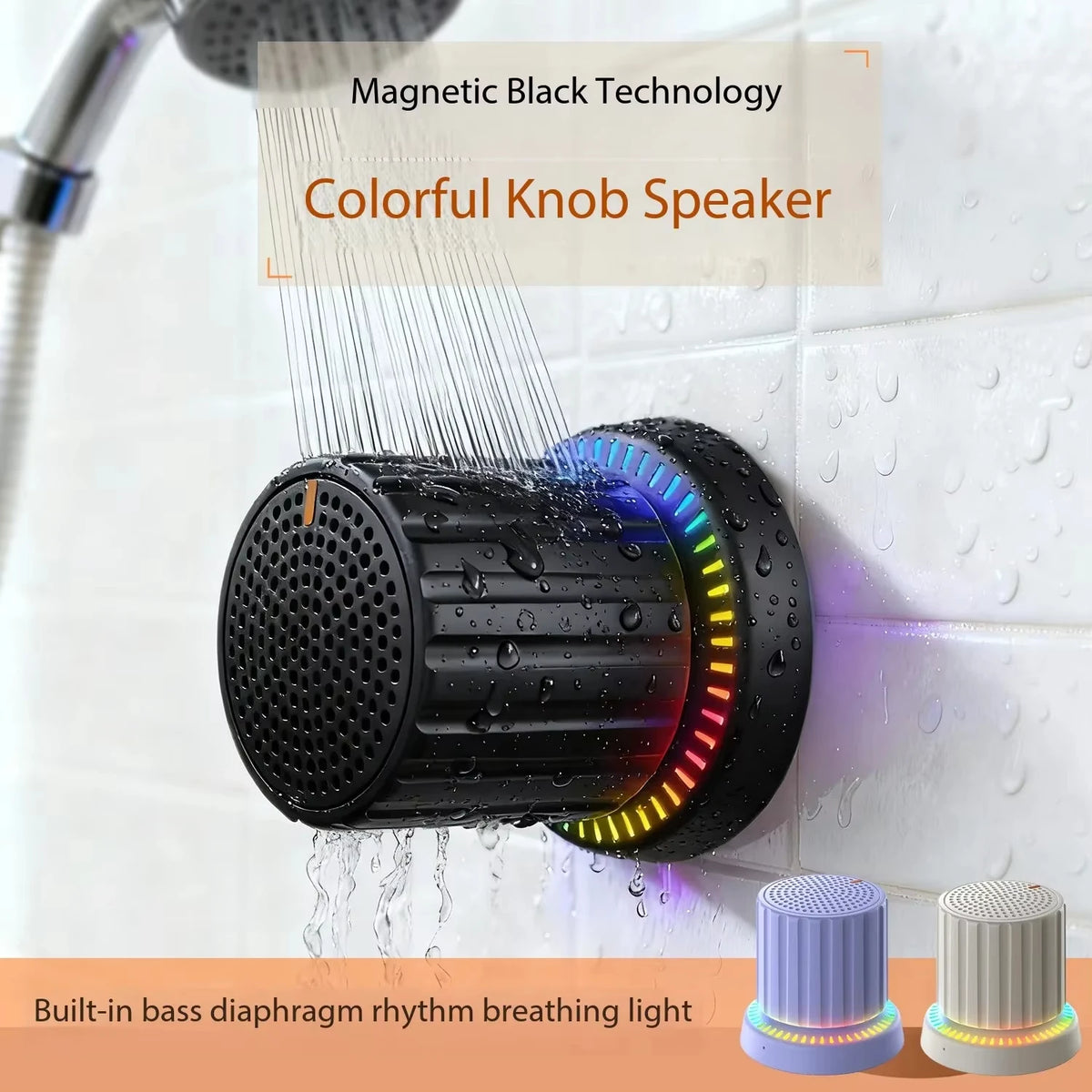 Waterproof Bluetooth Speaker With Colorful LED Lights Strong magnetic Cup Portable Mini Bluetooth Speaker Vue