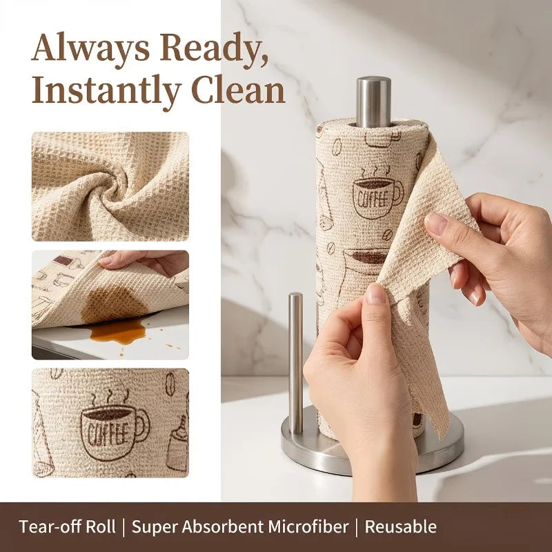 Pull Apart Microfiber Roll Towels Reusable Lint Free for Car Washing Kitchen Cleaning Oil Absorbent Dishcloth Wipes Vue