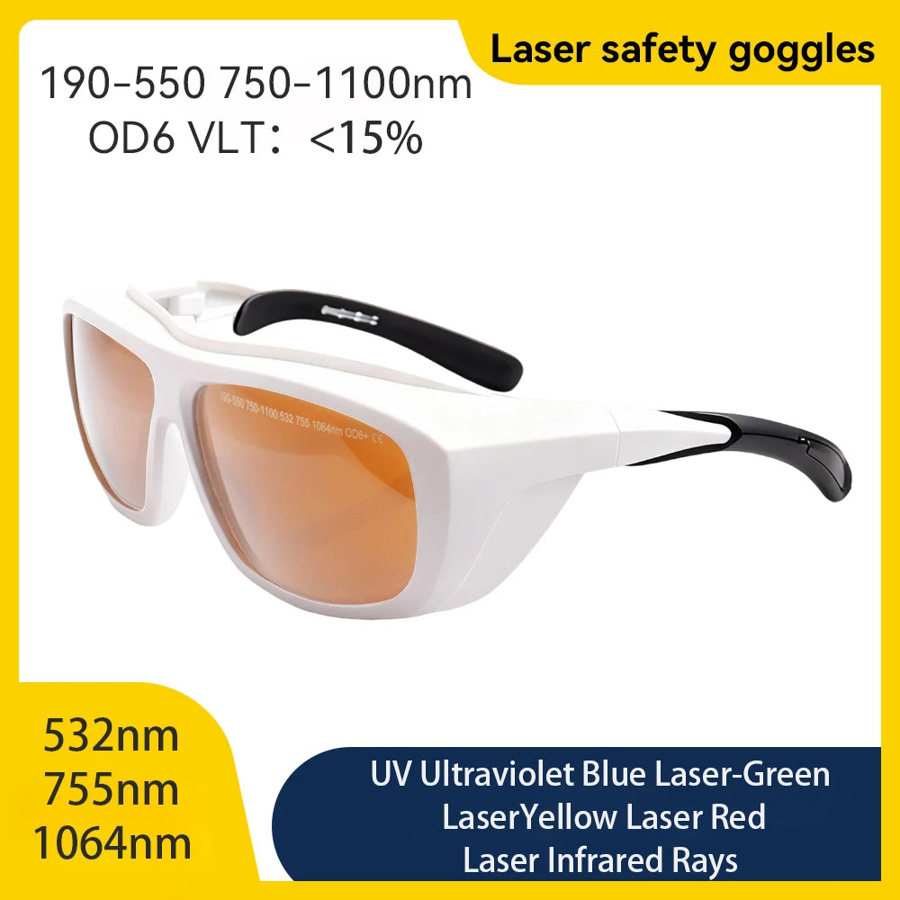 Laser Glasses CE EN207 Certified OD6+ 750-2000nm Anti-Scratch PC Lenses for Fiber Laser Welding Equipment Laser Safety Goggles Vue Model 3171 OD6