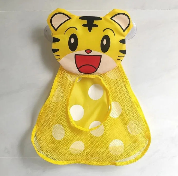 vvocci Children's Bathroom Cartoon Clutter Storage Hanging Bag Bath Water Play Toy Storage Mesh Bathroom Suction Cup Hanging Bag Vue B226 Yellow Tiger