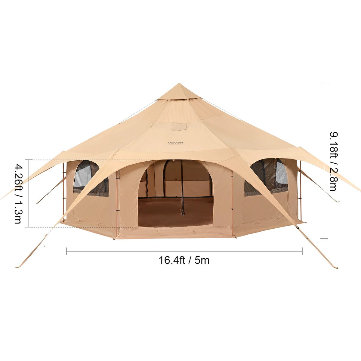 SucceBuy 5m Canvas Bell Tent – 4-Season Yurt for 8 People Canvas Bell Tent Vue 5m type B United States