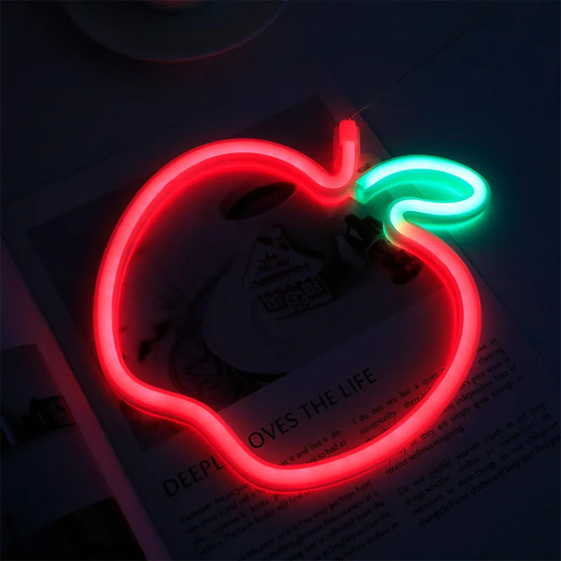 Room Decoration Apple Sign Modeling Lights Battery Powered LED Bar Light for Room Decoration Gift Night Light Party Holiday N15 Vue