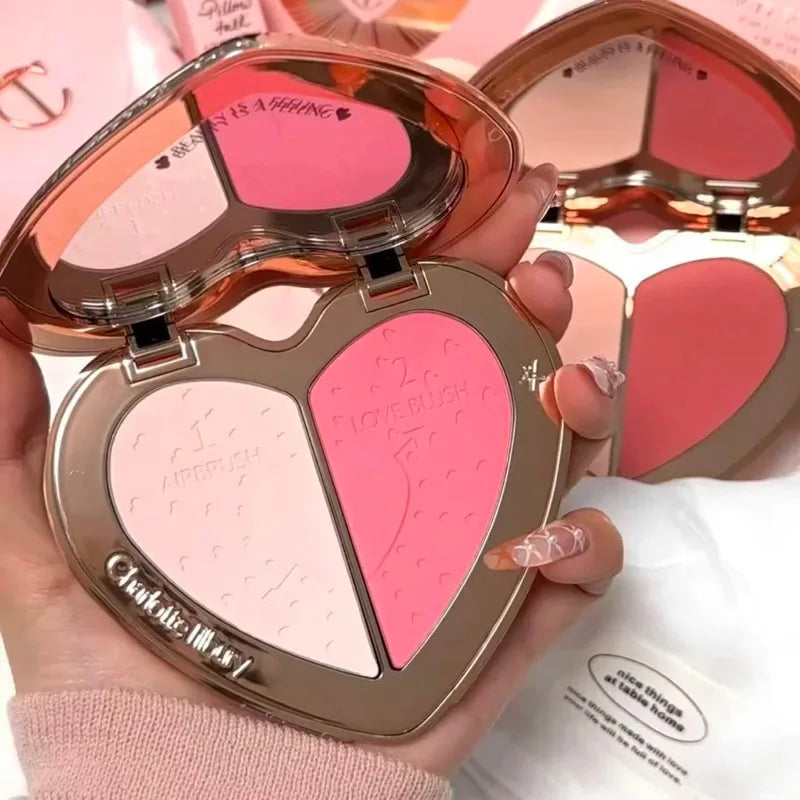 Hot CT Heart Blush Make-up Design Blush Powder 2 Colors in 1 Heart Blush Lasting Waterproof Oil Control Woman Makeup Cosmetics Vue