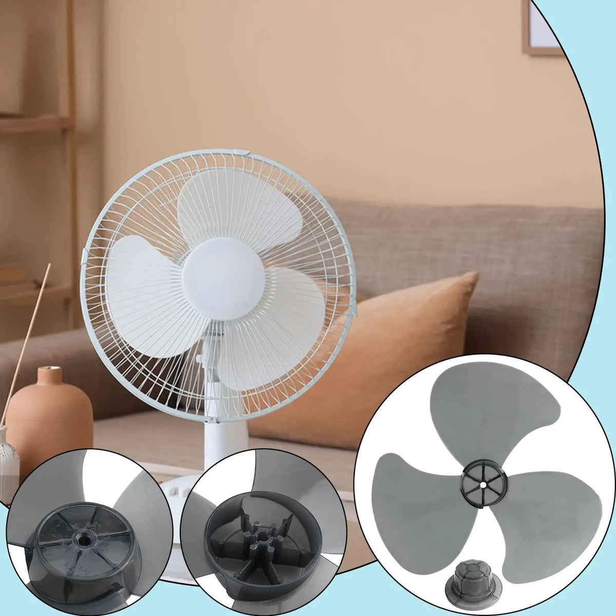 Powerful 3-Blade Fan Propeller Replacement parts Universal Ventilador Blades for Stand wall Fan, Durable Replacement accessory Vue
