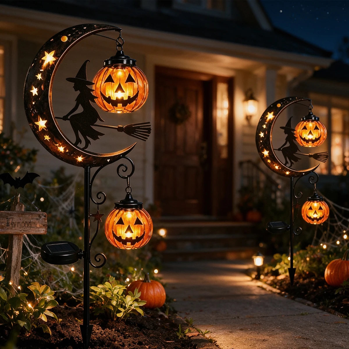1-2pcs Solar Powered Halloween Black Cat and Pumpkin Yard Stake Light for Garden Lawn Pathway Patio Porch Decor Vue