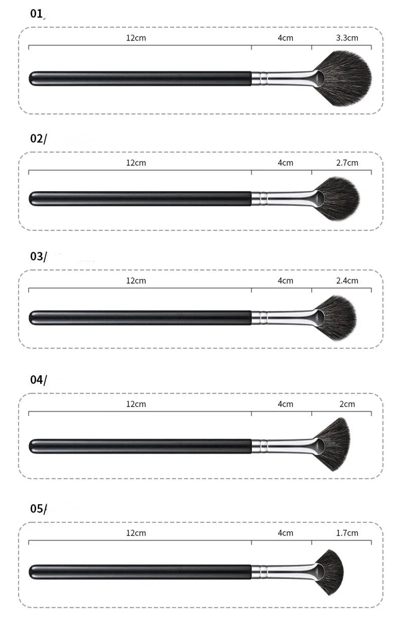Fan Makeup Brush Wholesale Custom Logo Natural Goat Hair Brushes for Facial Cosmetic Loose Powder Highlighter Beauty Tool 10pcs Vue