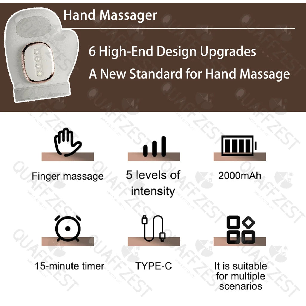 Electric Hand Massager with Airbag Compress Carpal Tunnel Wrist Finger Massagers Portable Vibrating Gloves Kneading Rollers Vue