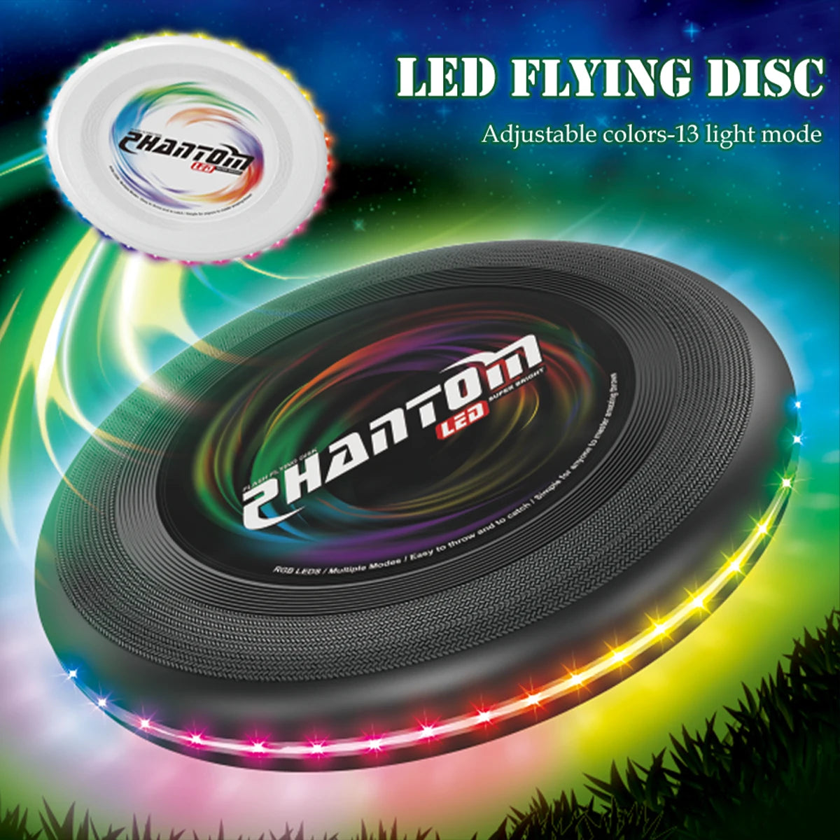 LED Flying Disc, Noctilucence Colorful Outdoor Leisure Toys Various Lighting Changes Lightweight and Fun Sport Game Gifts Vue