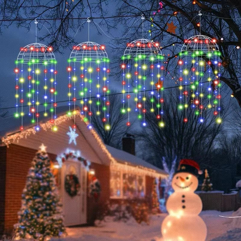 2/4Pcs Outdoor Solar LED Hanging Jellyfish Lights, 8 Lighting Modes for Patio Eaves Balcony Porch Trees Christmas Decoration Vue