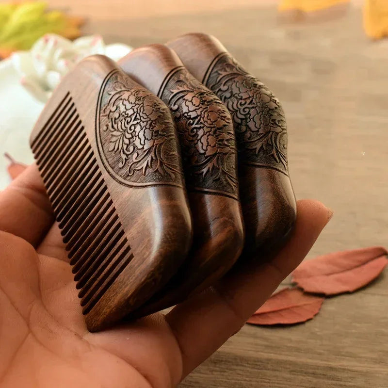 Pocket Wooden Comb Natural Black Gold Sandalwood Super Narrow Tooth Wood Combs No Static Lice Beard Comb Hair Styling Vue