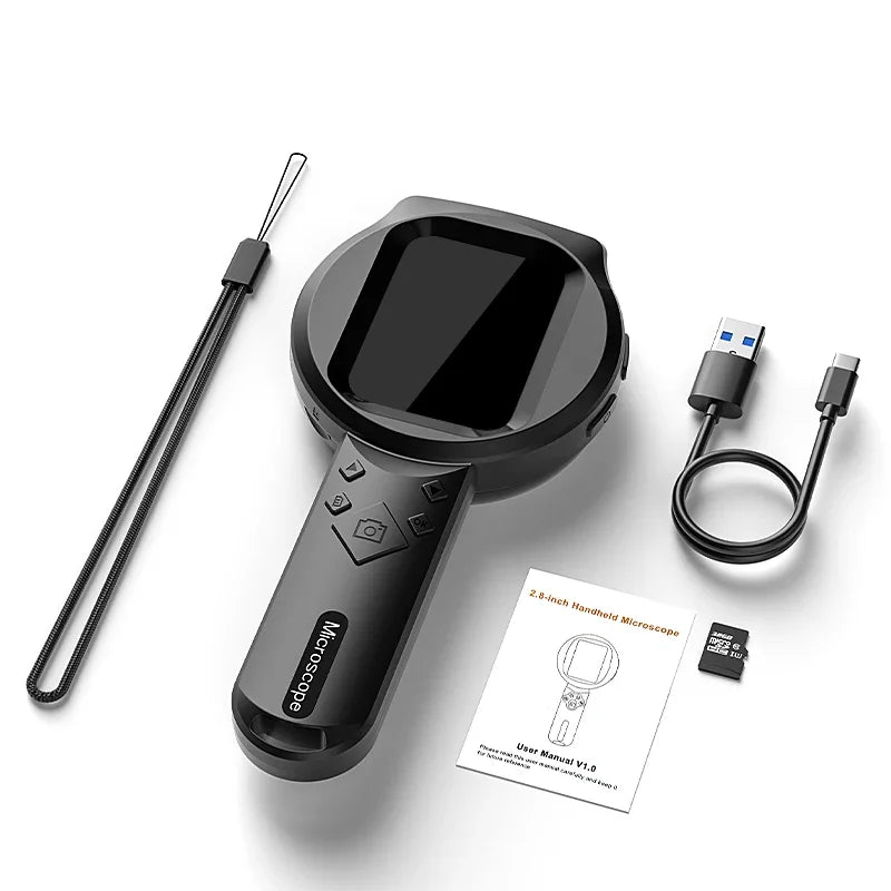 2.8" IPS HD Digital Microscope 100X Portable Magnifier & LED Digital Microscope Vue T54 with TF Card 60mm