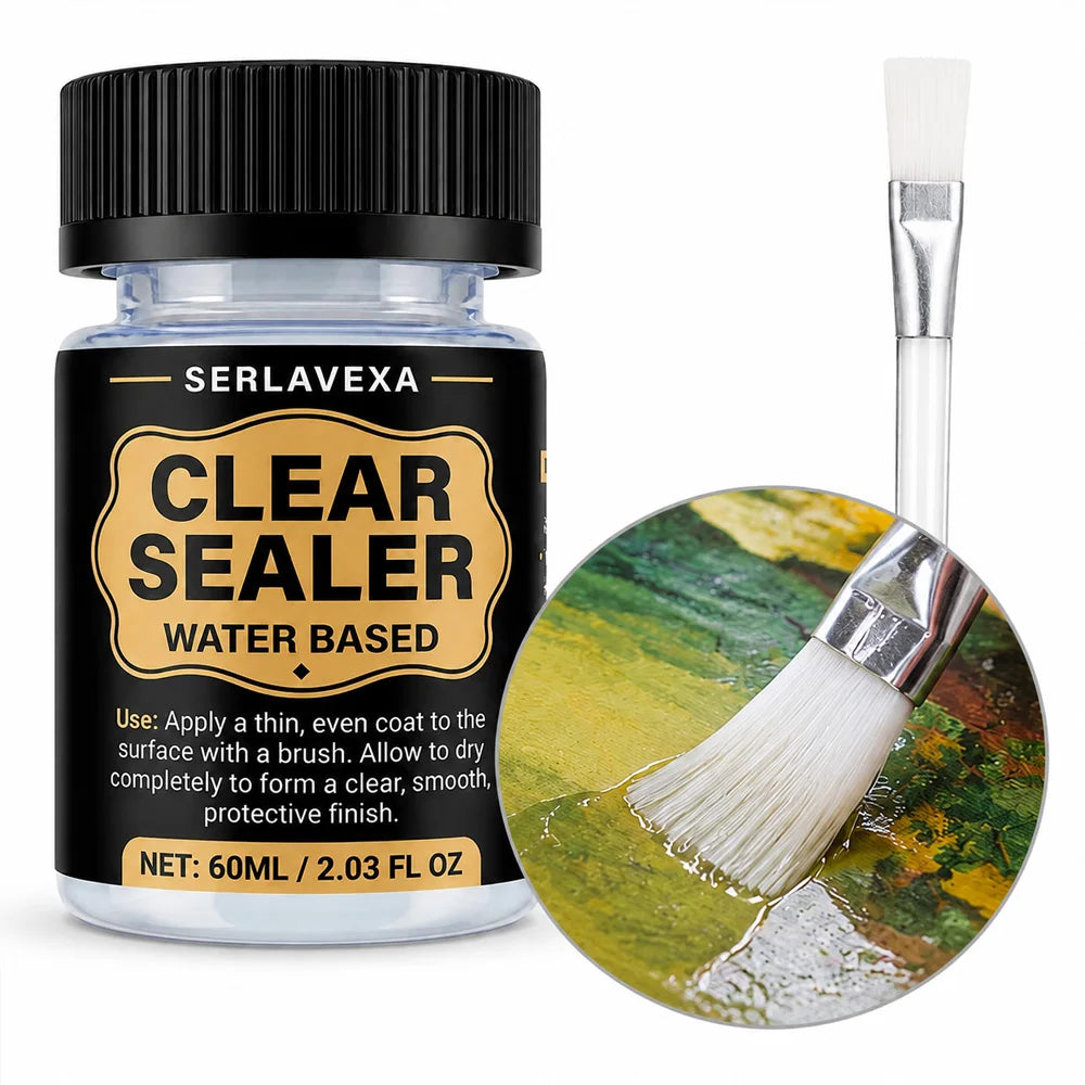 Water Based Clear Sealer 60ml Acrylic Protective Varnish for Painting Crafts Wood Canvas Artwork Gloss Finish with Brush DIY Art Vue