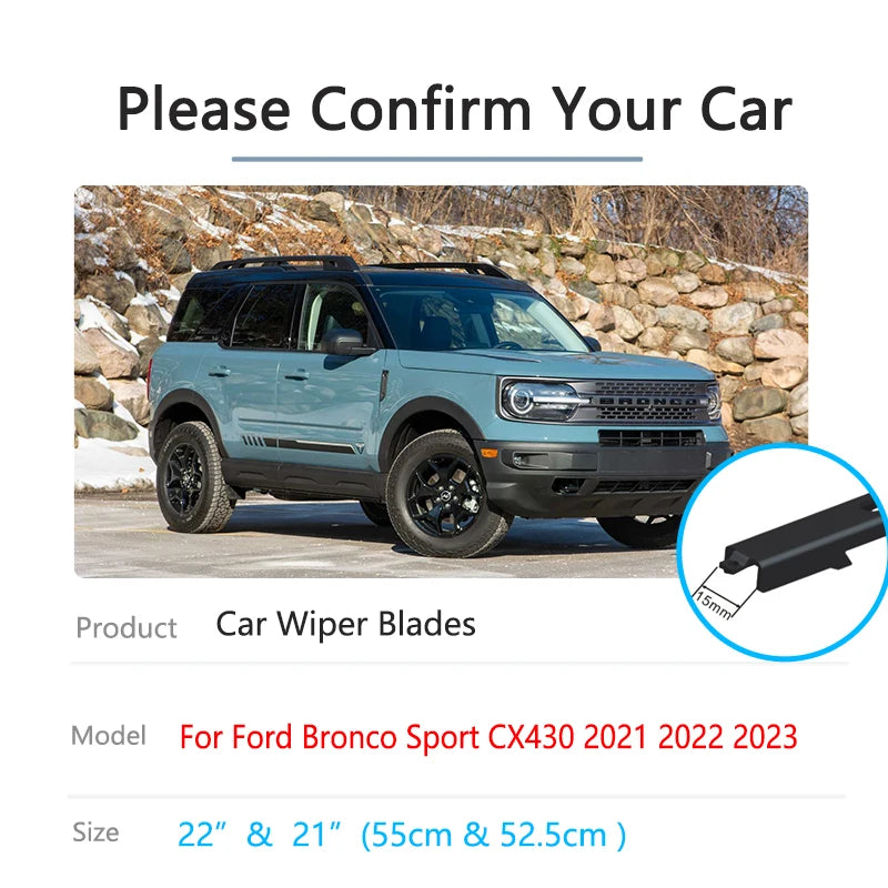 Ford Bronco Sport 2021-2023 Premium Beam Wiper Blades – Pair Windshield Wiper Blades Vue