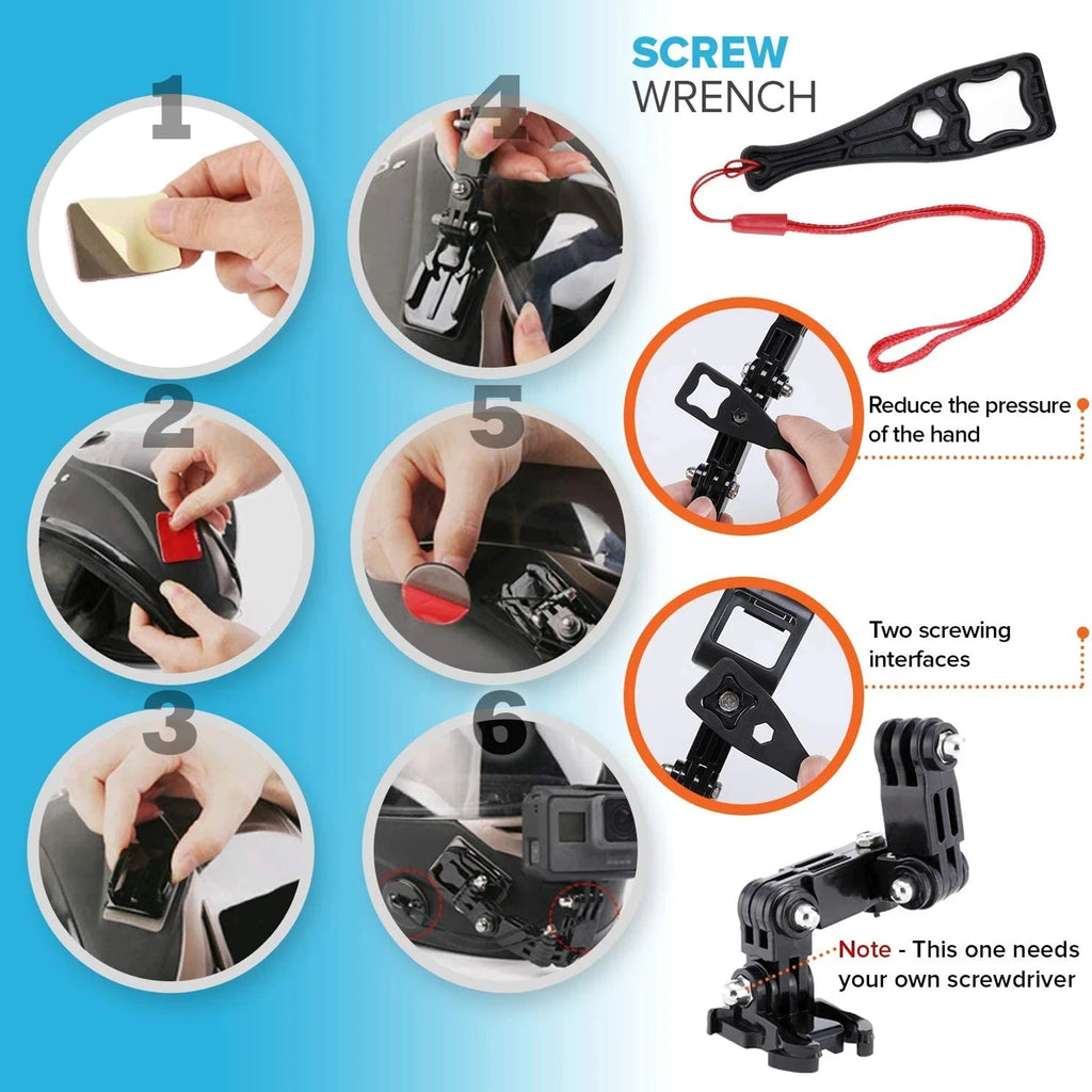 Motorcycle Helmet Kit for GoPro Hero 1110 9 8 7 Action Camera Accessories Set Chin Mount Bracket Bike Chin Mount For Go Pro Vue