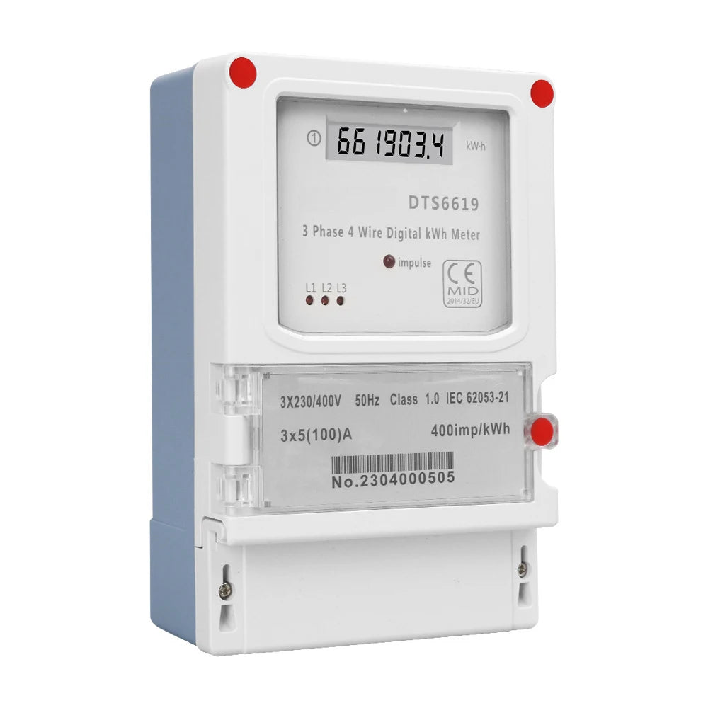 AC400V 5-100A 50Hz Three Phase 4 Wires LCD Digital Energy Meter kWh Power Consumption Electricity Measurement Wall-mounted Vue