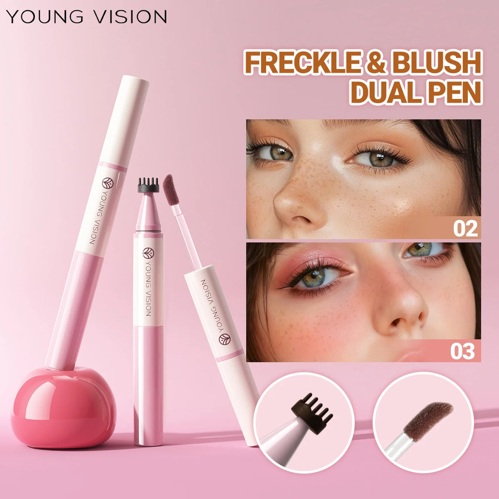 YOUNG VISION 4-color double head seal freckle powder blusher makeup pen matte durable liquid powder blusher Vue
