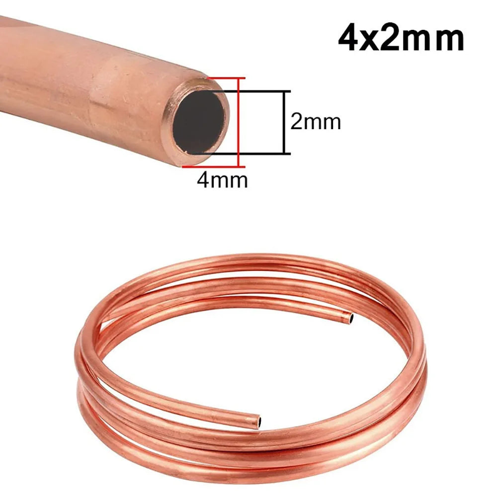 Durable 1 Meter Copper Tube Coil 99 9 Pure Soft T2 OD 2- ID 1- Wire Vue 4x2mm