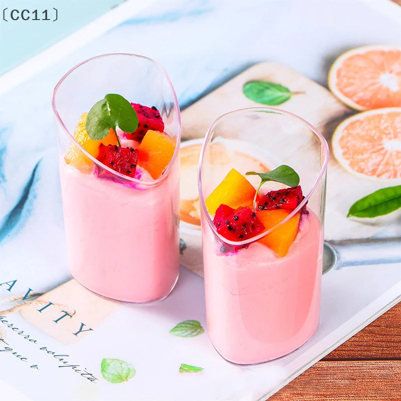 CC1110Pcs Plastic Pudding Cups 10 Spoons Ice-cream Mousse Dessert