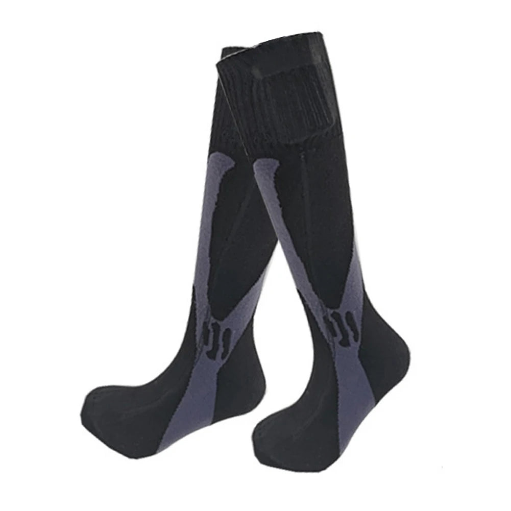 Winter Electric Heated Socks Fever Socks Rechargeable Thermal Heating Socks Foot Warmer Outdoor for Skiing Camping Sports Socks Vue Black
