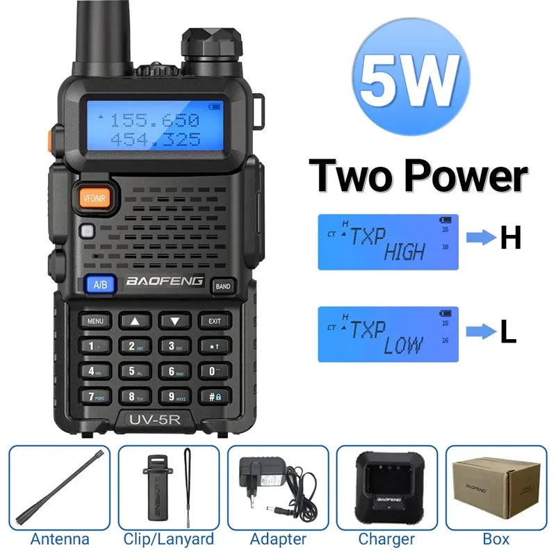 Baofeng UV-5R Radio Ham Radio Handheld UV5R Long Range Dual Band Rechargeable Two Way Radio Walkie Talkies for Hunting Camping Vue 5W-1PC