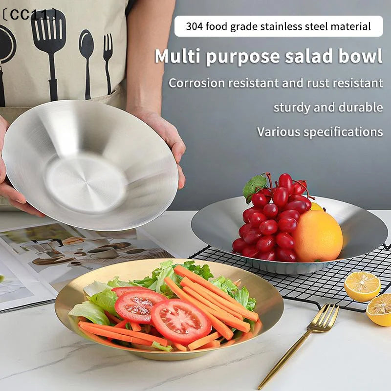 304 Stainless Steel Round Pasta Fruit Salad Serving Bowl Modern