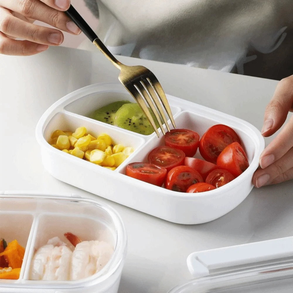 Heat-resistant Lunch Box Leakproof Divided Compartment Fruit Storage Box Portable Refrigeratable Food Storage Box Students Vue