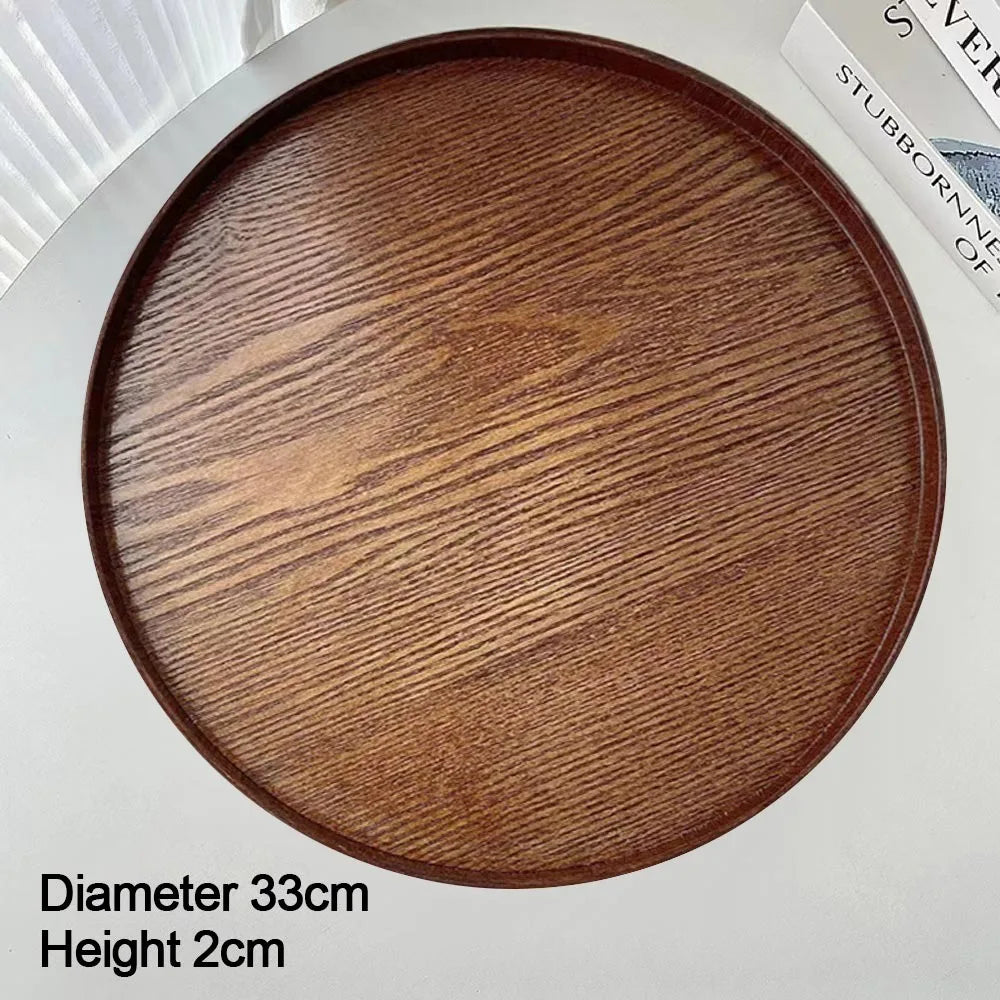 Vintage Round Serving Tray Wooden 21 24 27 30 Wood Platte Dessert Vue 33cm