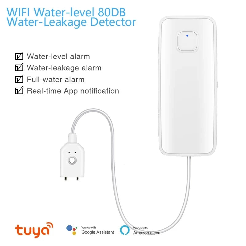 Tuya Smart Flood Leakage Sensor Remote Monitor WiFi Water Overflow Level Detector Water Leak Sensor Security Sound Alarm System Vue