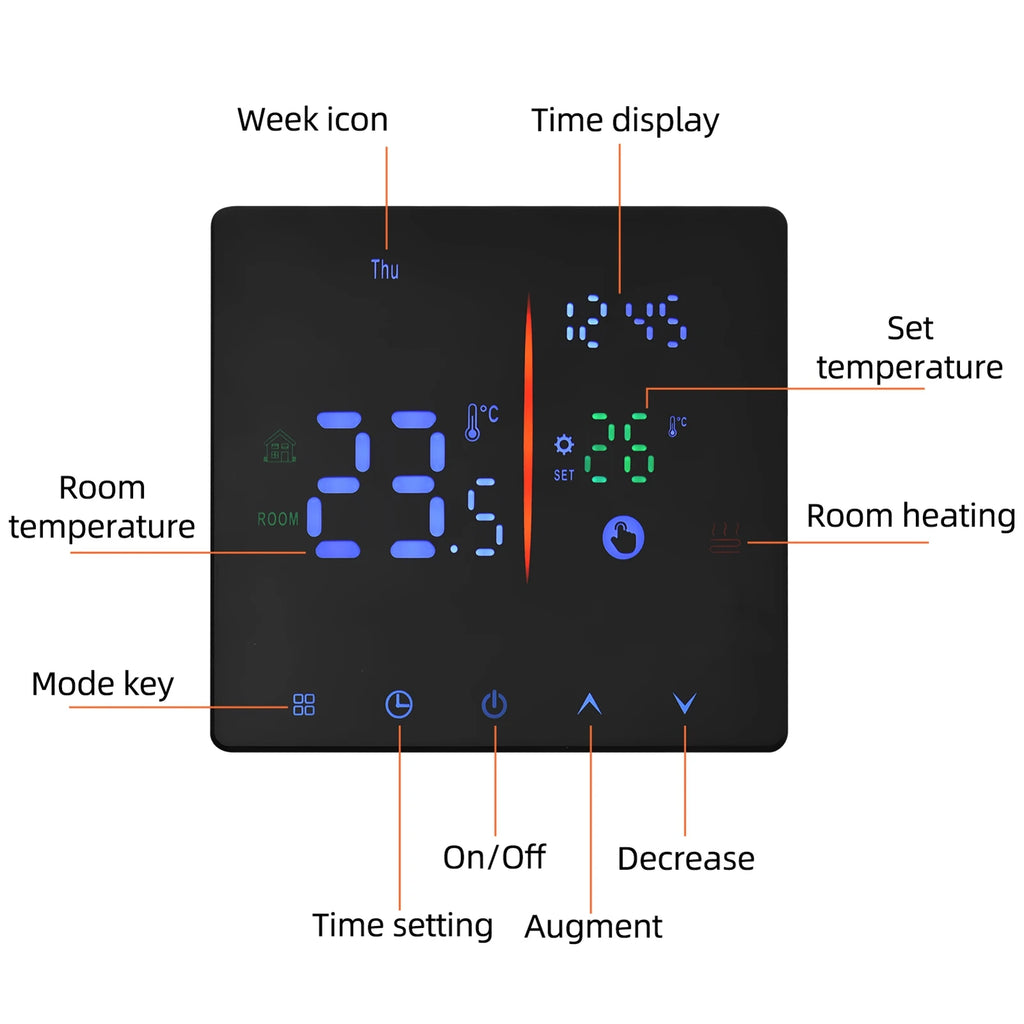 Smart Thermostat for Home WiFi Weekly Programmable Digital Thermostat Manual/Automatic Mode Tuya APP Control LCD Display Vue