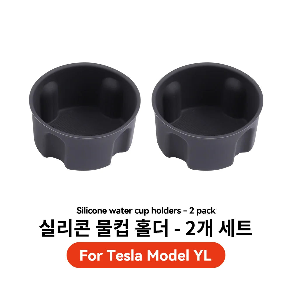 YZ for Tesla Model YL 2026 Third Row Silicone Cup Holder Insert Water Cup Holder 2Pcs Backseat Storage Accessories Vue YL-2PCS