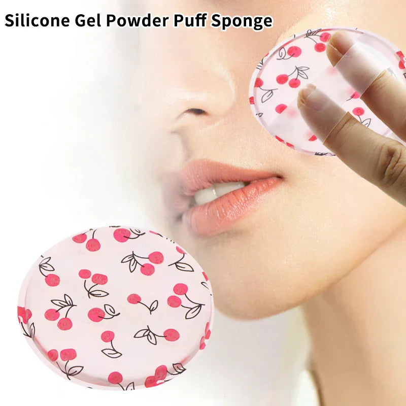 1/2Pcs Cherry Print Silicone Gel Powder Puff Sponge Face Conceale Cosmetics Puff Accessories For Foundation Cream No Powder Vue