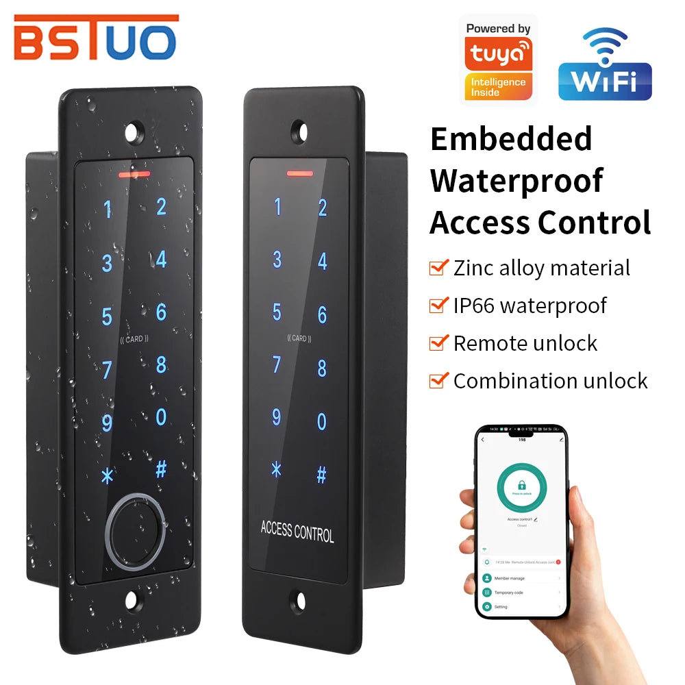 WIFI Waterproof Backlight RFID Door Access Control Keyboard Fingerprint Card Reader Embedded Metal Keypad Wiegand Controller Vue
