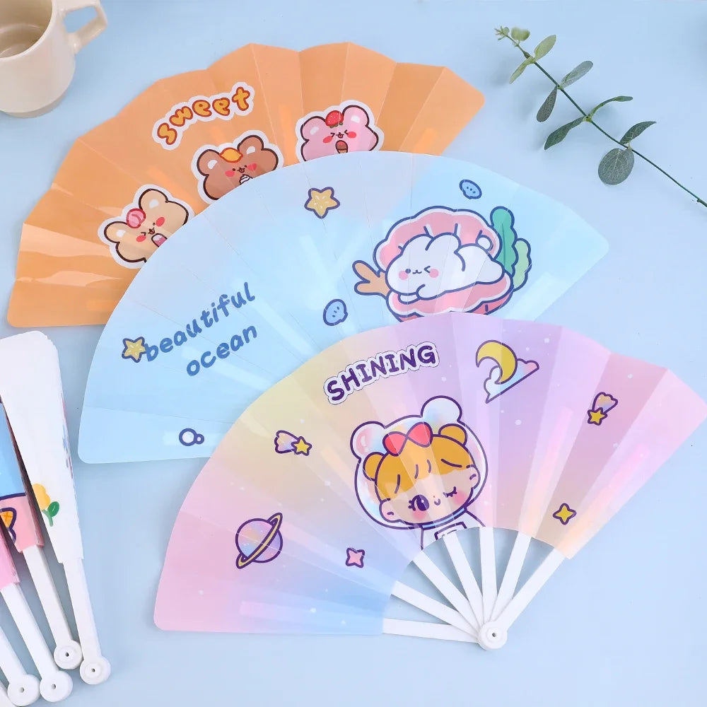 1-50PCS Foldable Fan Cute Cartoon Summer Fans Handheld Plastic Mini Fan Creative Rabbit Bear Children's Day Gift Party Supply Vue