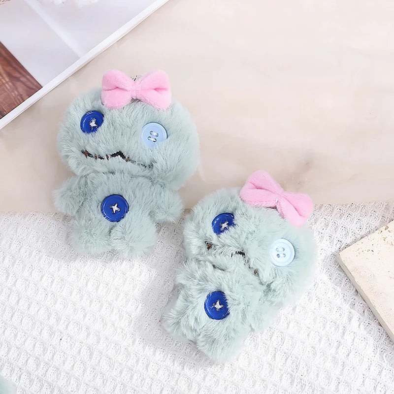 Cute Cartoon Plush Bow Doll Keychain Sweet Bag Pendant DIY Button Design Hanging Ornament Creative Gift Vue