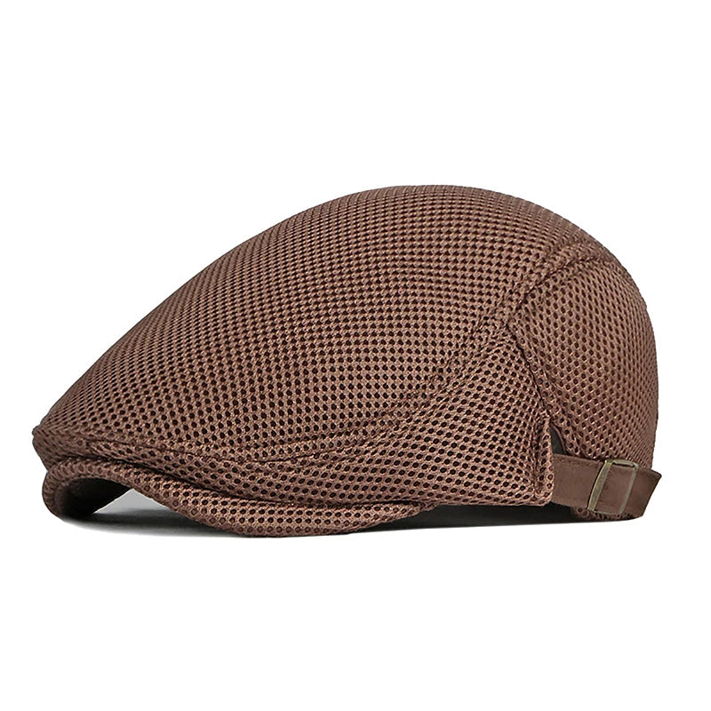1Pc Men's Casual Hat Berets Caps For Spring Summer Autumn Flat Cap Breathable Mesh Cap Flat Peaked Beret Hats Golf Hat Vue Coffee