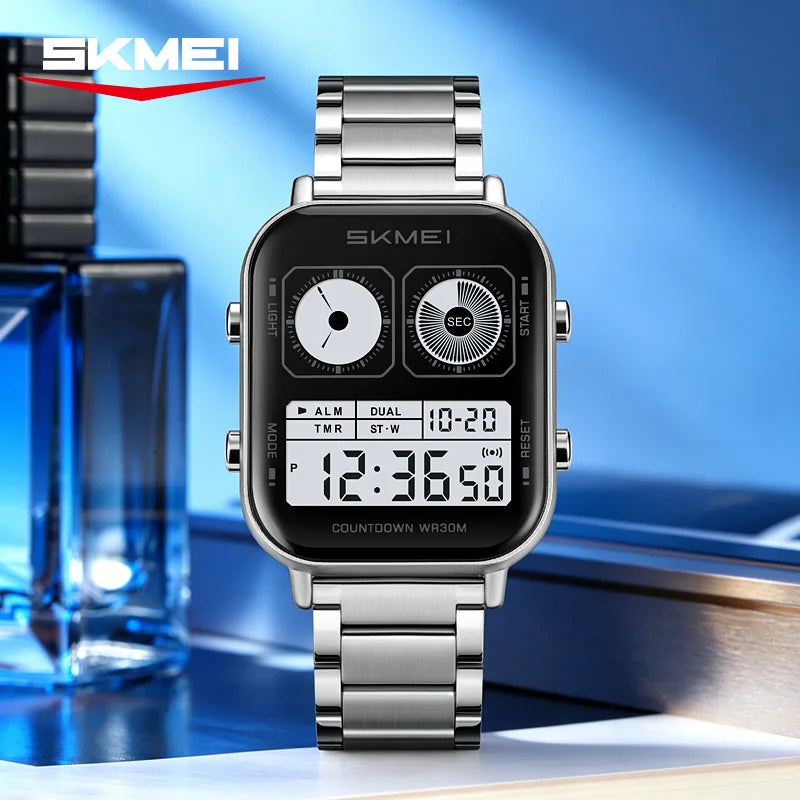 SKMEI 2690 Men's Digital Sport Watch – Waterproof, Stainless Steel Digital Sport Watch Vue
