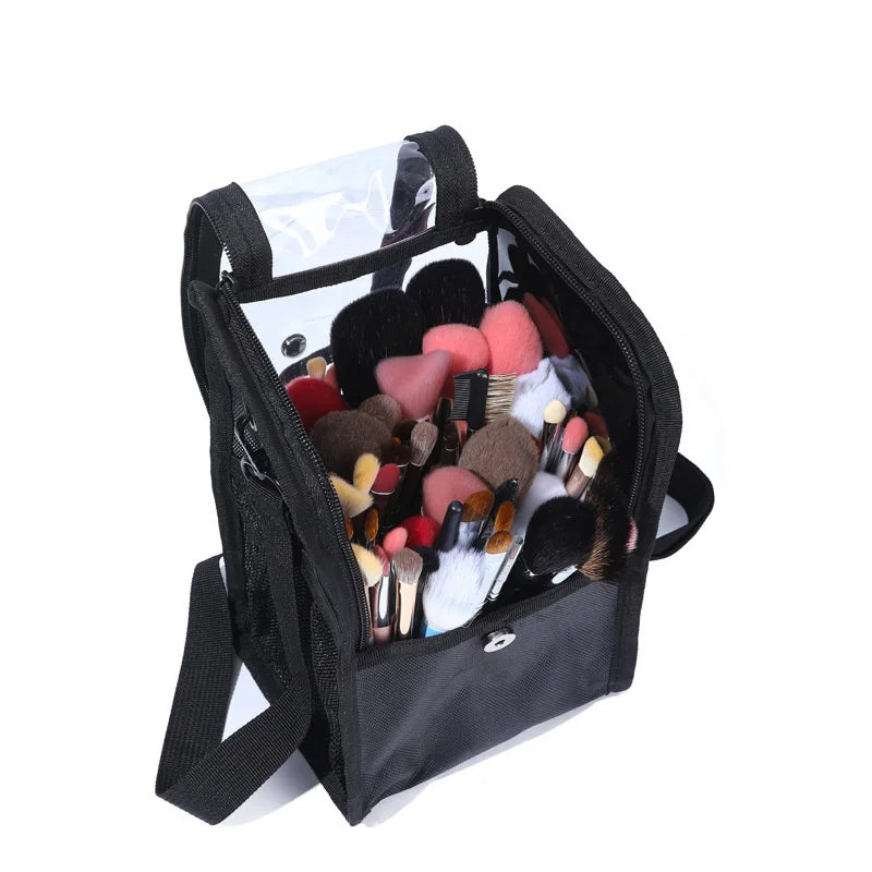 Makeup Brush Case Makeup Brush Holder Waterproof Cosmetic Tools Storage Bag Visual Stand-up Foldable Makeup Bags with Zipper Vue