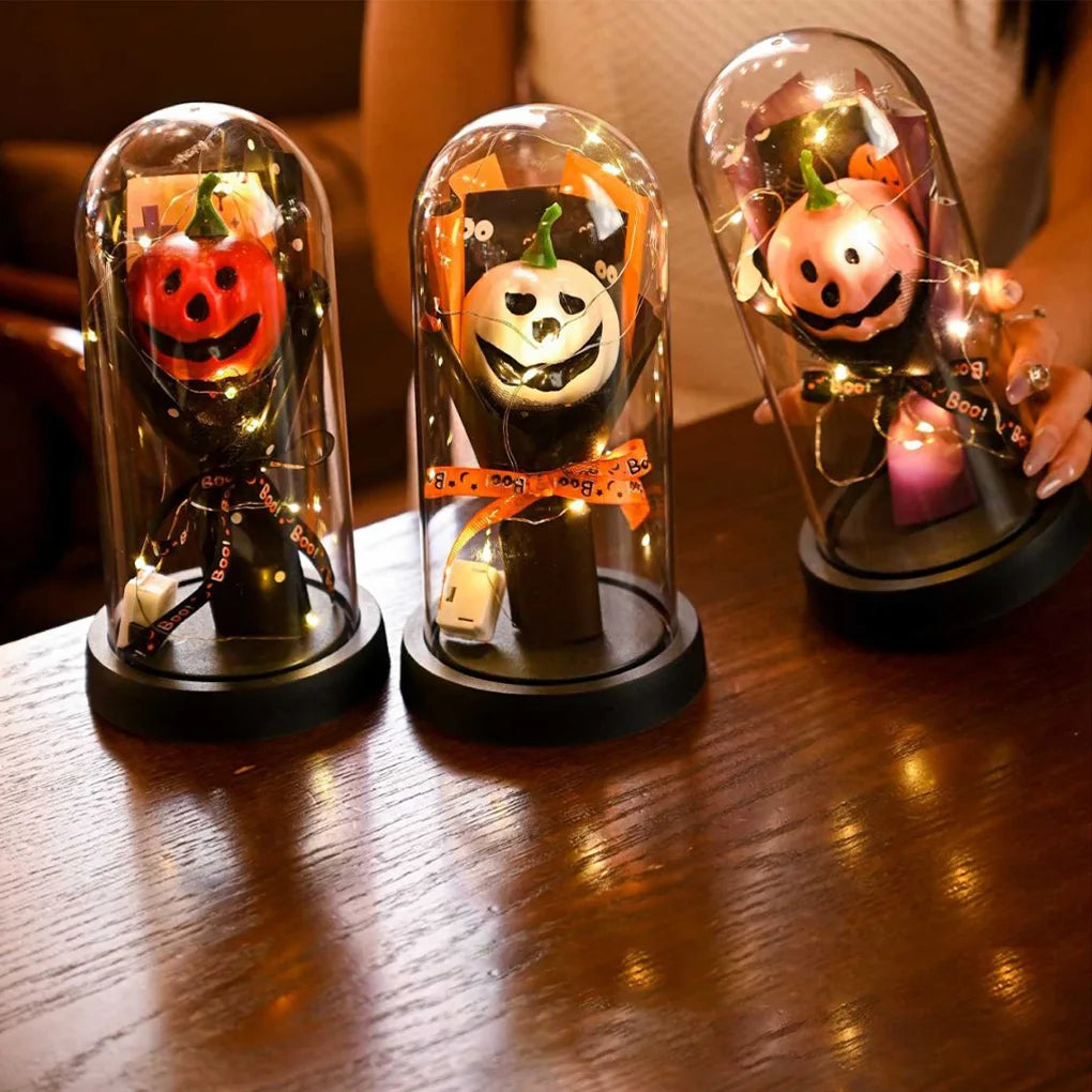 Halloween Luminous Glass Nightlight – Pumpkin Tabletop Decor Halloween Nightlight Vue