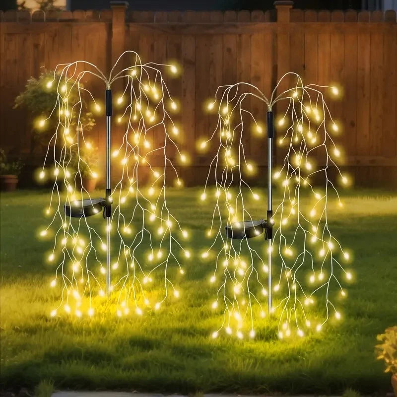Outdoor Solar Garden Firework Lights LED Copper Wire Light Stake for Christmas Lawn Pathway Holiday Atmosphere Decoration Vue