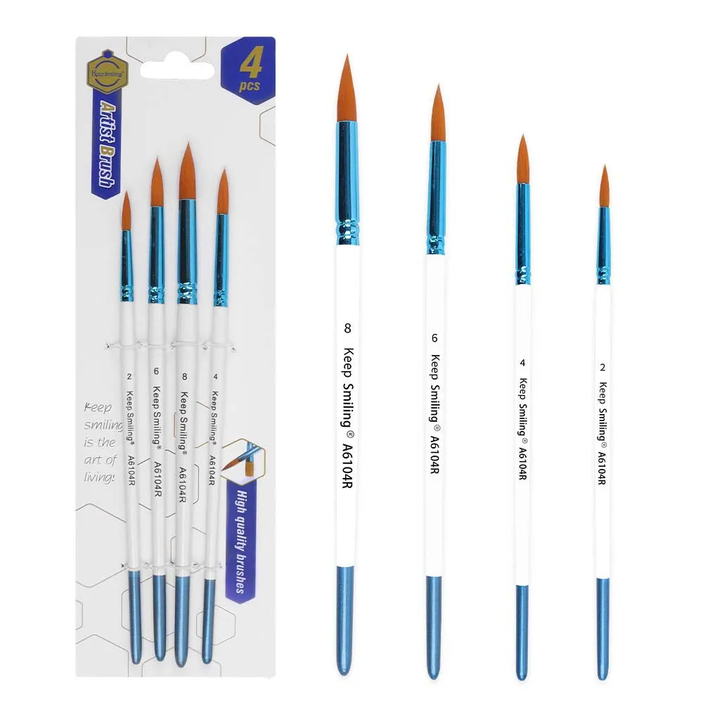 Professional Face Body Art Brush Nylon Artist Brush for Painting Acrylic Oil Watercolor Gouache Vue HS-4-ROUND China Mainland