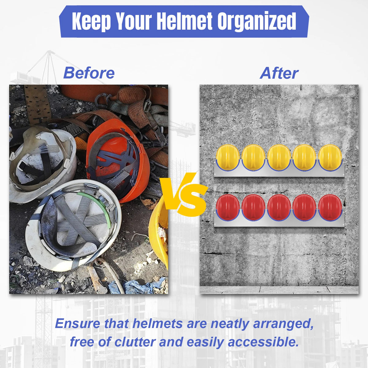 Wall-Mounted Hard Hat Rack – 304 Stainless Steel | APWIKOGER Helmet Storage Rack Vue